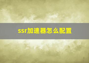 ssr加速器怎么配置