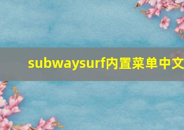 subwaysurf内置菜单中文