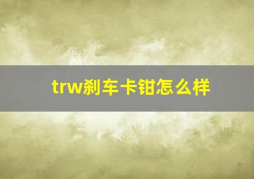 trw刹车卡钳怎么样