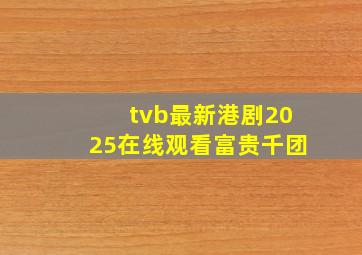 tvb最新港剧2025在线观看富贵千团