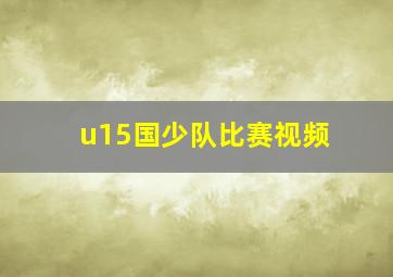 u15国少队比赛视频