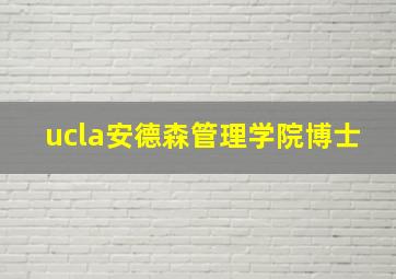 ucla安德森管理学院博士