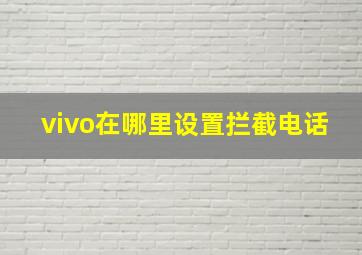 vivo在哪里设置拦截电话