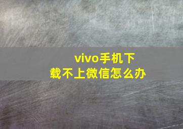 vivo手机下载不上微信怎么办