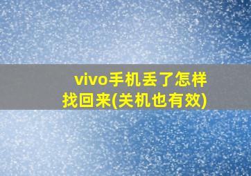 vivo手机丢了怎样找回来(关机也有效)