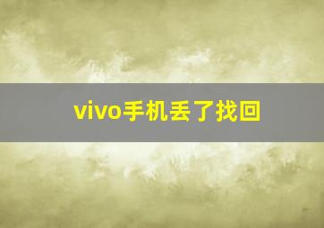 vivo手机丢了找回