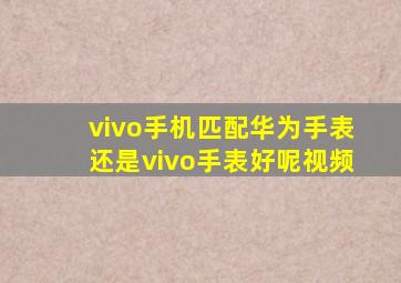 vivo手机匹配华为手表还是vivo手表好呢视频