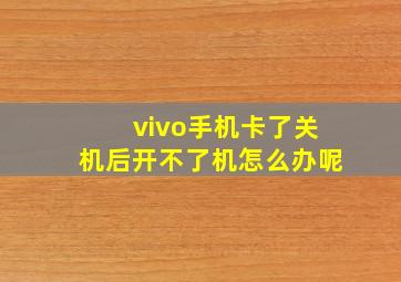 vivo手机卡了关机后开不了机怎么办呢