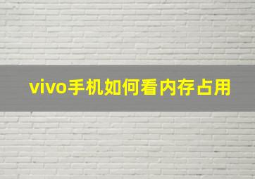 vivo手机如何看内存占用