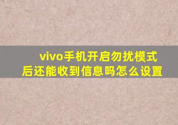 vivo手机开启勿扰模式后还能收到信息吗怎么设置