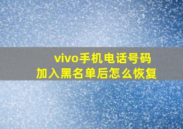 vivo手机电话号码加入黑名单后怎么恢复