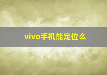 vivo手机能定位么