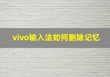 vivo输入法如何删除记忆