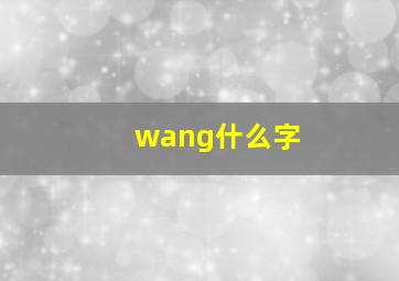 wang什么字