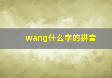 wang什么字的拼音