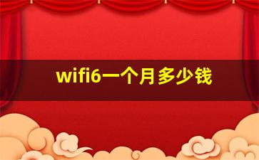 wifi6一个月多少钱