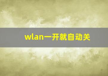 wlan一开就自动关