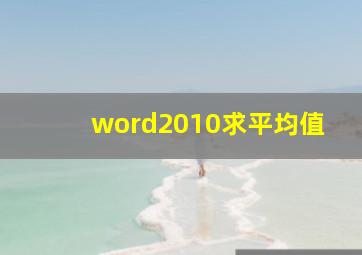 word2010求平均值