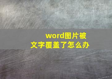 word图片被文字覆盖了怎么办