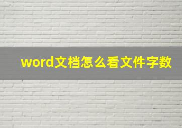 word文档怎么看文件字数