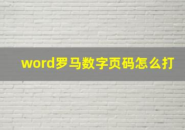 word罗马数字页码怎么打