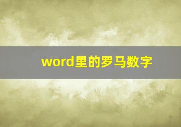 word里的罗马数字