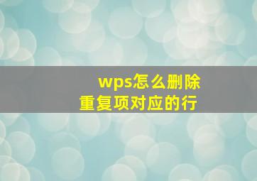 wps怎么删除重复项对应的行