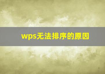 wps无法排序的原因