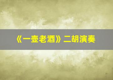 《一壶老酒》二胡演奏