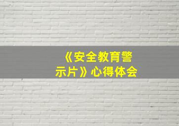 《安全教育警示片》心得体会