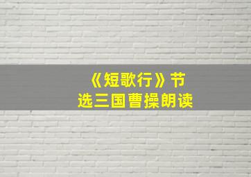 《短歌行》节选三国曹操朗读