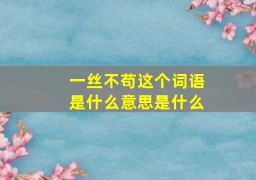 一丝不苟这个词语是什么意思是什么