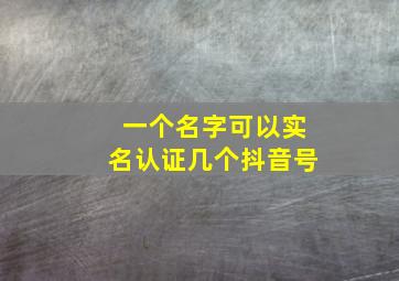 一个名字可以实名认证几个抖音号