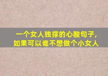 一个女人独撑的心酸句子,如果可以谁不想做个小女人