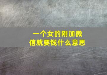 一个女的刚加微信就要钱什么意思