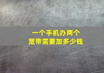 一个手机办两个宽带需要加多少钱