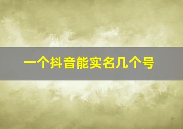 一个抖音能实名几个号