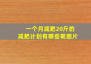 一个月减肥20斤的减肥计划有哪些呢图片