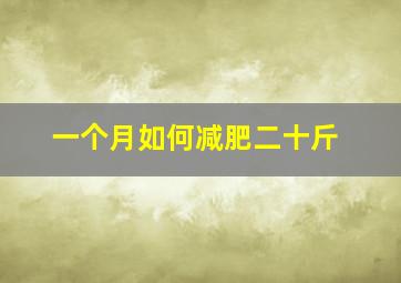 一个月如何减肥二十斤