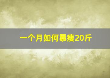 一个月如何暴瘦20斤