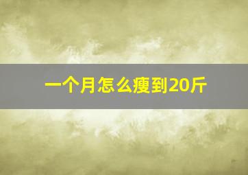 一个月怎么瘦到20斤