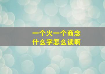 一个火一个商念什么字怎么读啊