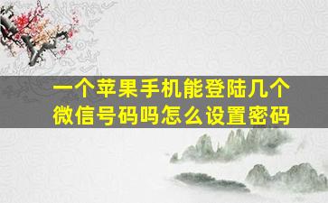 一个苹果手机能登陆几个微信号码吗怎么设置密码