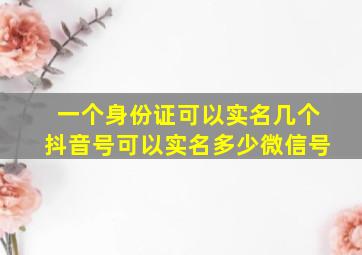 一个身份证可以实名几个抖音号可以实名多少微信号