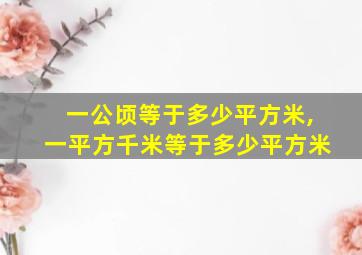 一公顷等于多少平方米,一平方千米等于多少平方米