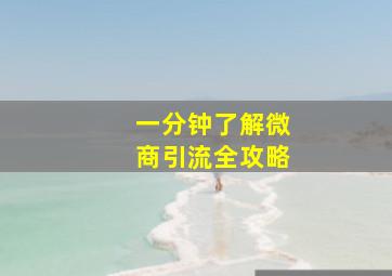 一分钟了解微商引流全攻略