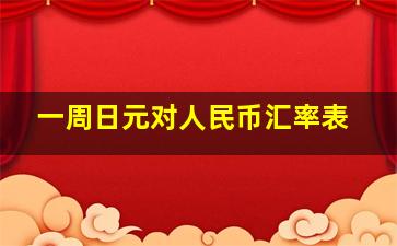 一周日元对人民币汇率表