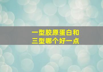 一型胶原蛋白和三型哪个好一点