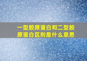 一型胶原蛋白和二型胶原蛋白区别是什么意思