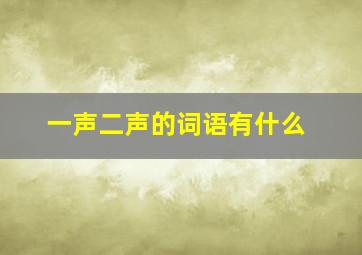 一声二声的词语有什么